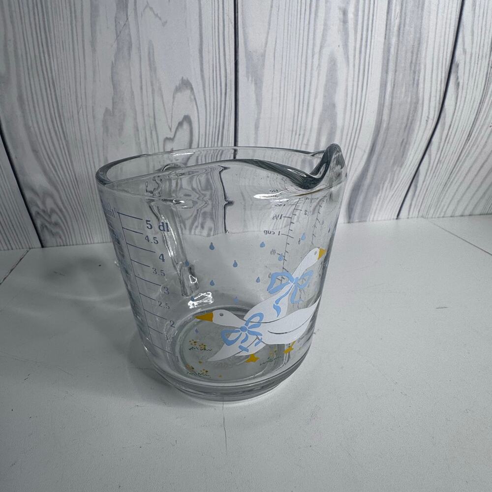 HTF Vintage Anchor Hocking Geese Measuring Cup Two Cup Liquid With Handle 1987